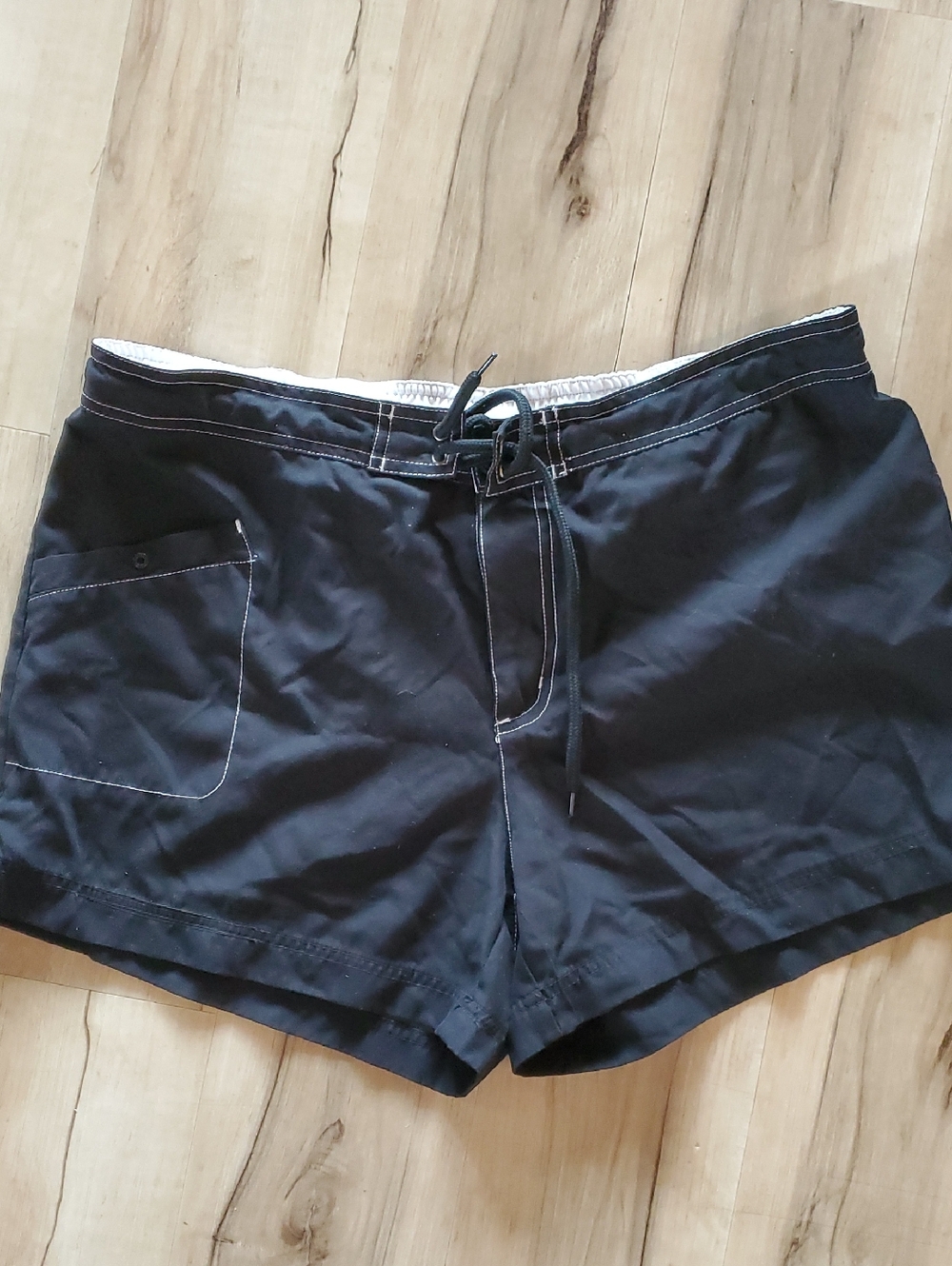 Catalina Black Swim Shorts with White Waistband